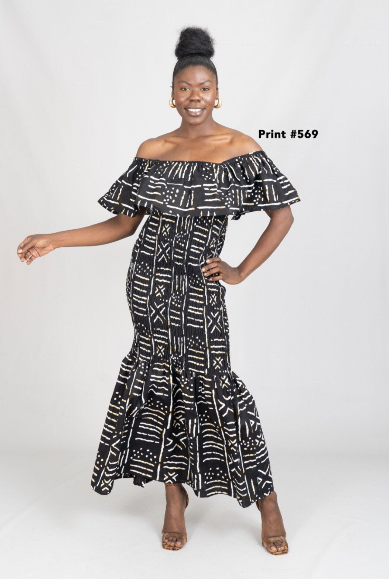 Ankara Off the Shoulder Fitted Dress