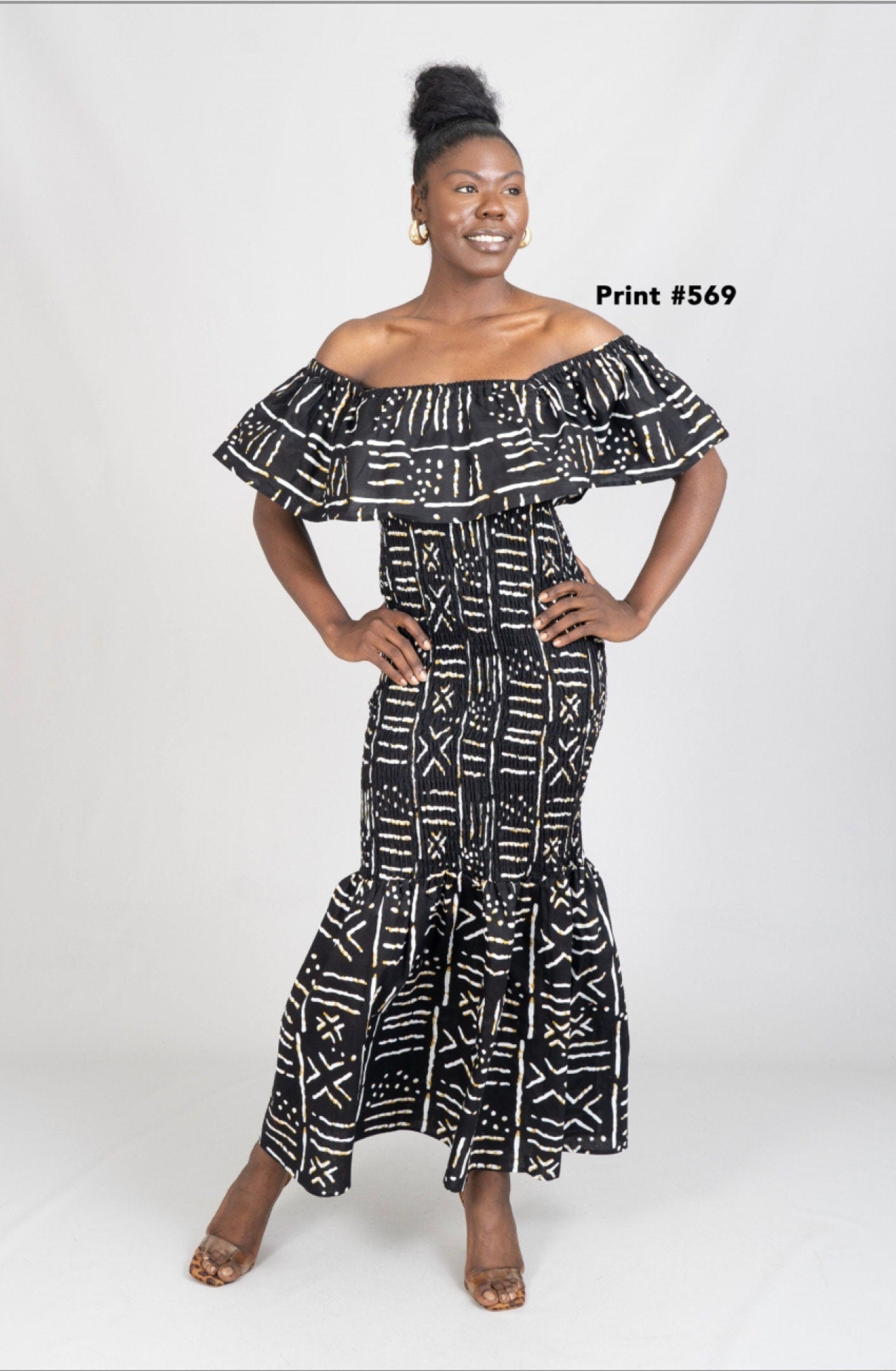 Ankara Off the Shoulder Fitted Dress