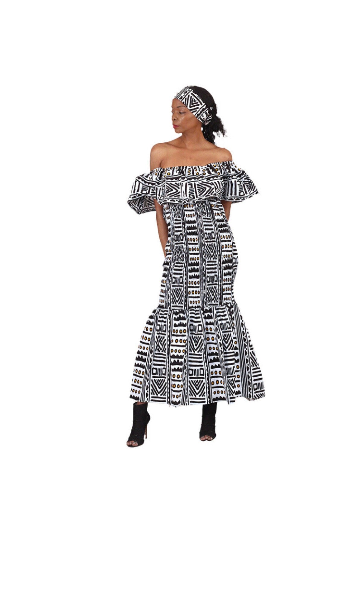 Ankara Off the Shoulder Fitted Dress