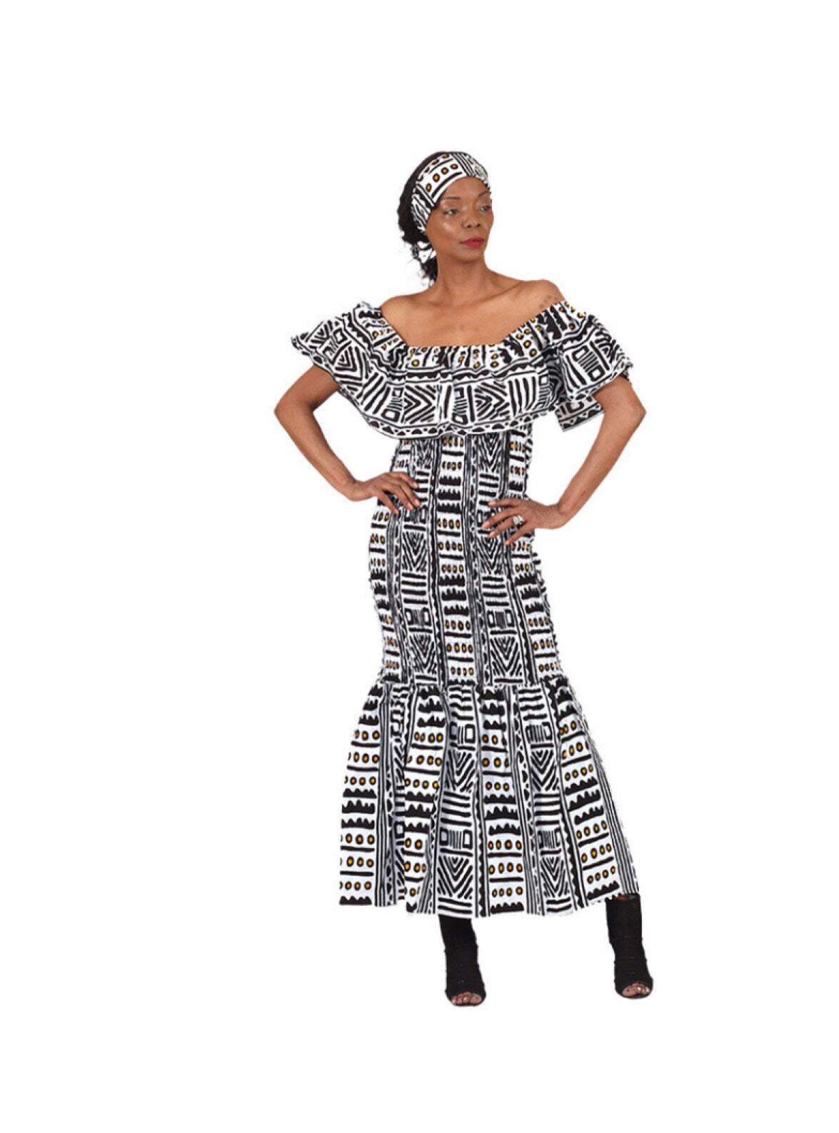 Ankara Off the Shoulder Fitted Dress