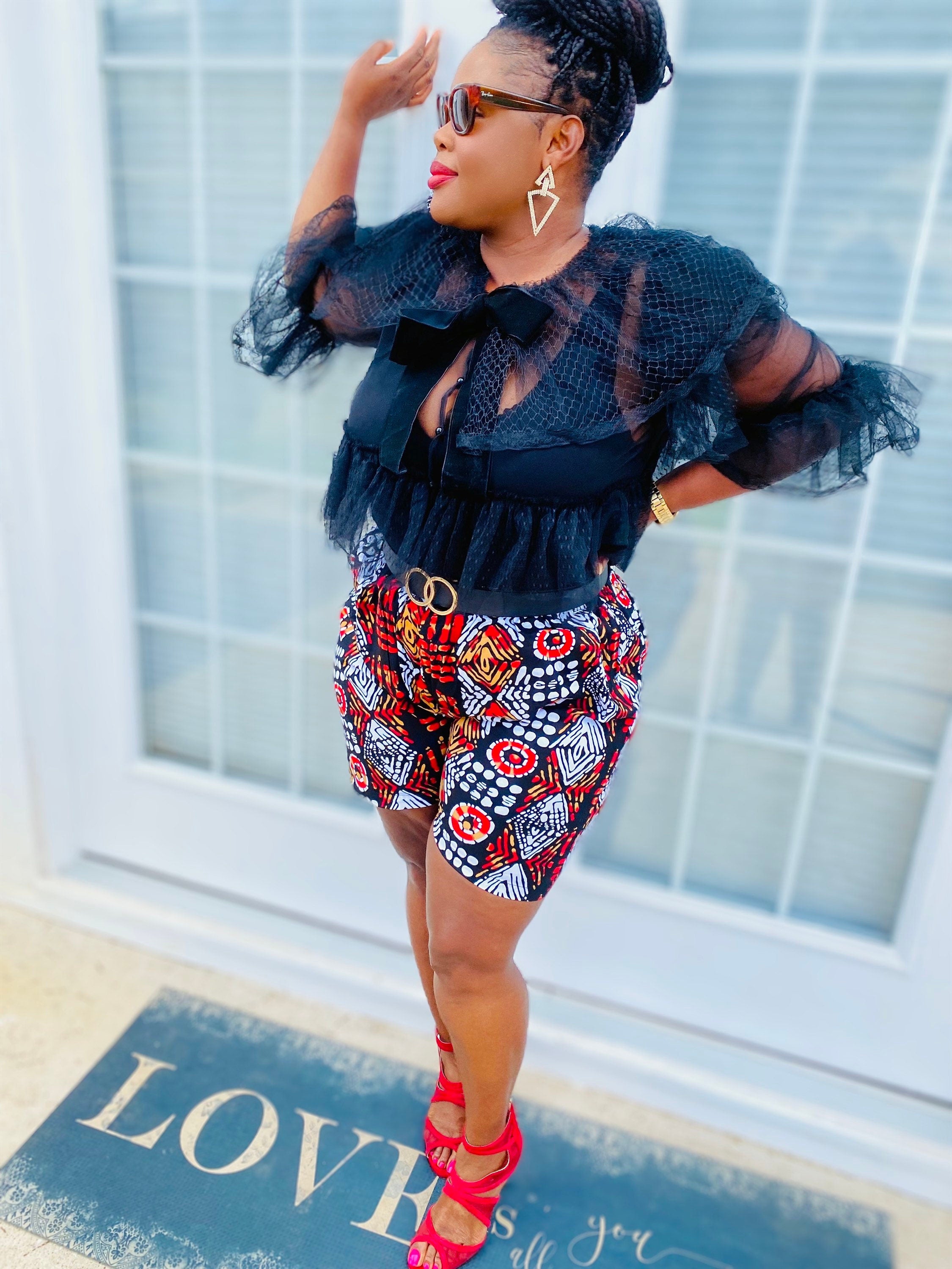 Ankara jacket and shorts on sale